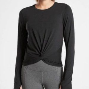 Athleta Essence Twist Front Long-Sleeve Black Shirt